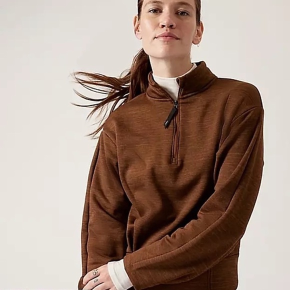 Athleta Altitude Polartec Half Zip Sweatshirt Mahogany Heather Size Large EUC - Picture 1 of 11